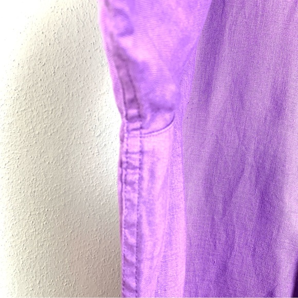 100% Linen ‘Natural Blue by Visitor’ Men’s Purple Button Down SS Shirt, Size L - Picture 7 of 14